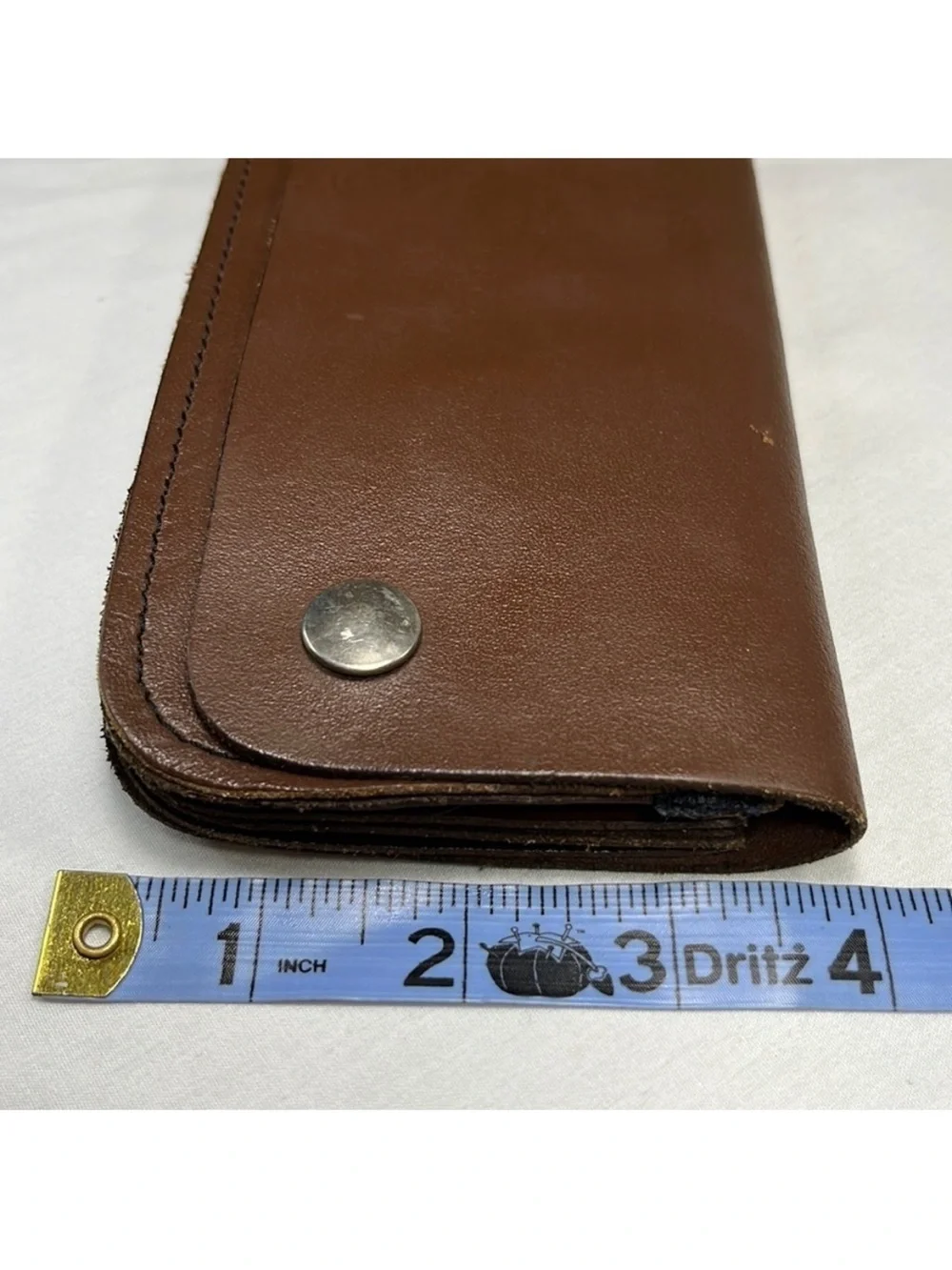 Leather Biker Wallet Brown Fold Over with Snaps